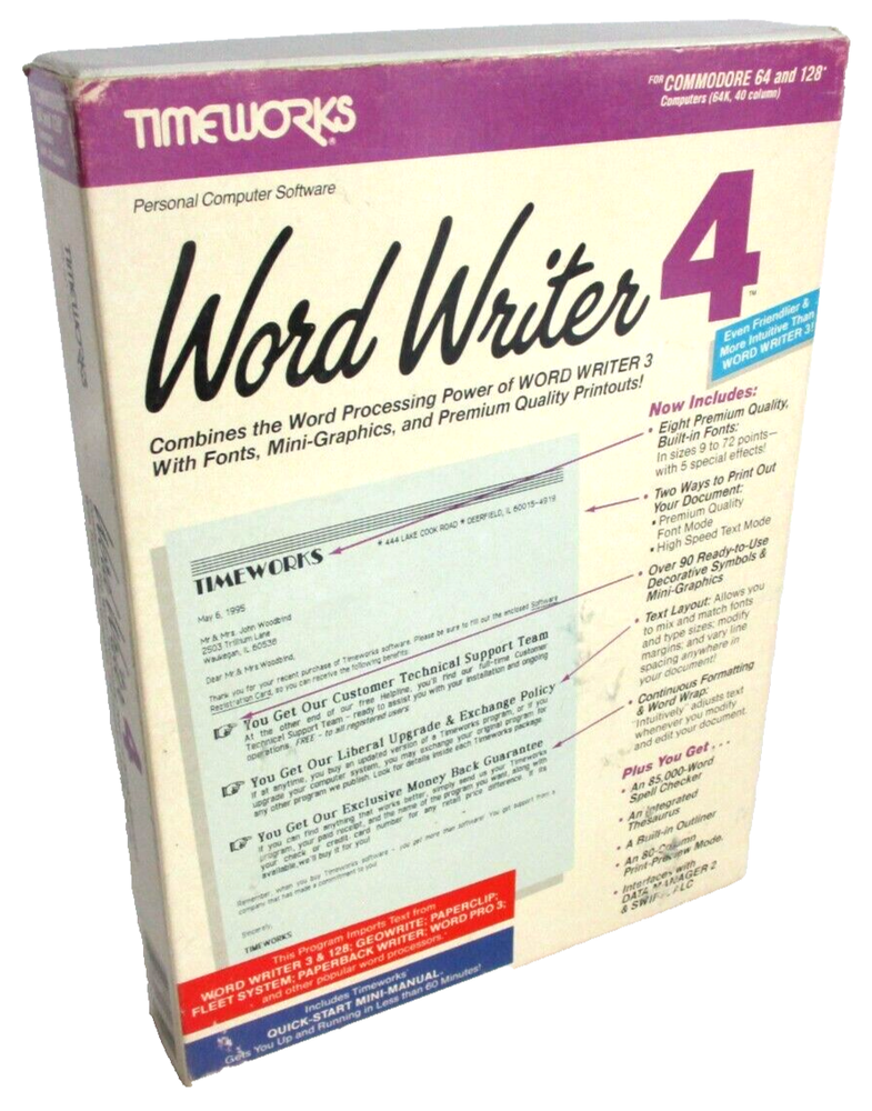 Commodore 64/128 WORD WRITER 4 Software VG!!