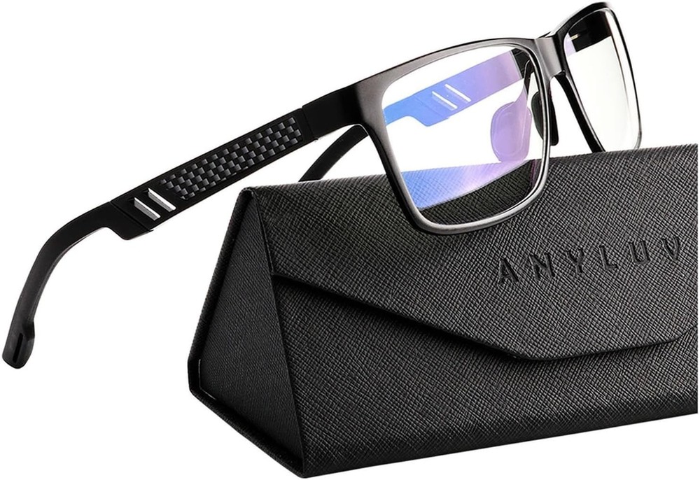 Blue Light Blocking Glasses Men Computer Gaming Glasses Rectangle Metal