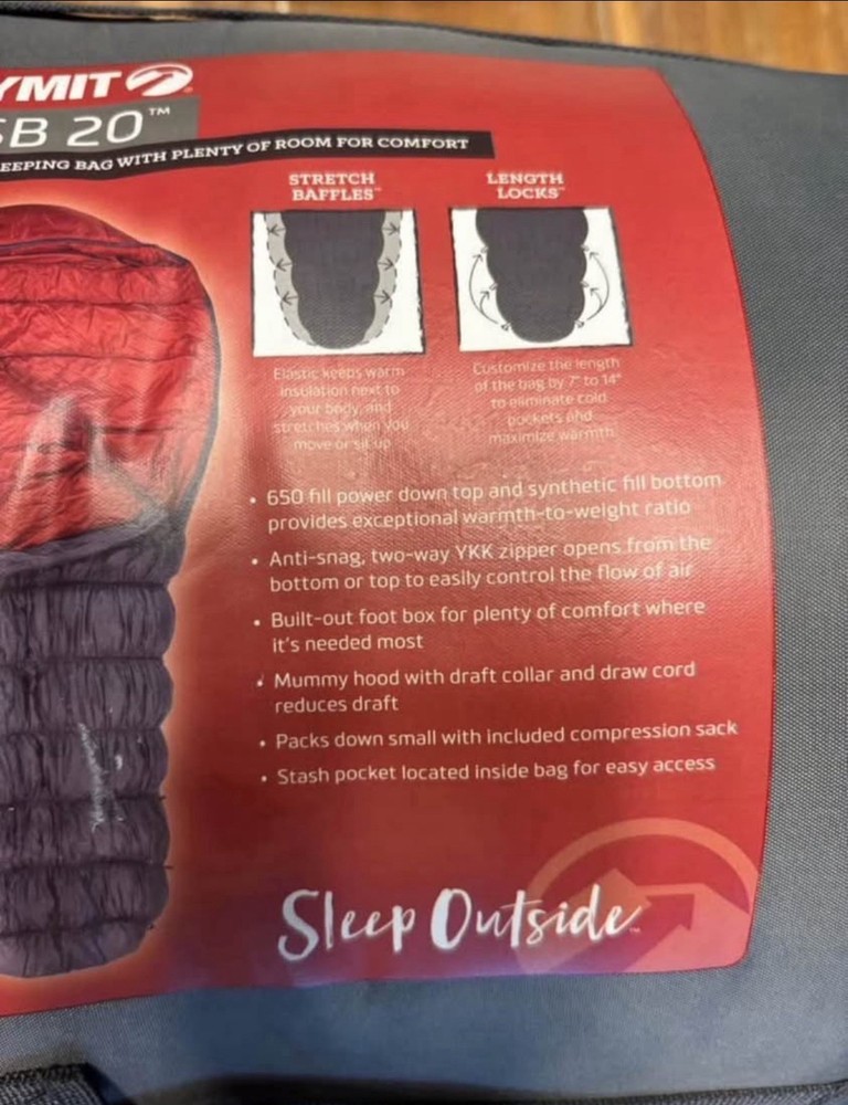 Klymit KSB Sleeping Bag 20 Degrees Rust Red/Grey extra large