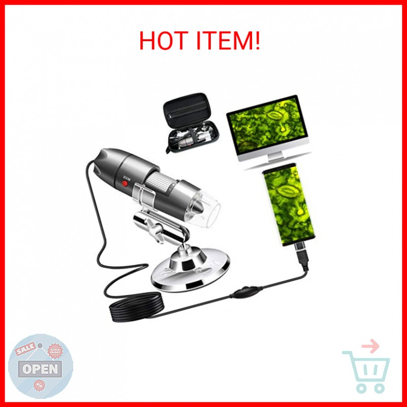 USB Microscope Camera with Stand & Carrying Case, Cainda Digital Microscope Comp