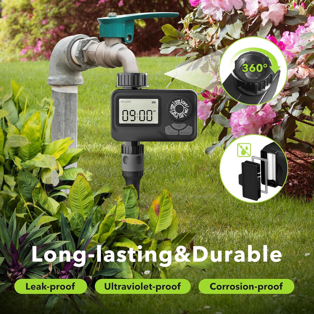 BN LINK Programmable Sprinkler Timer with Rain Delay – Waterproof Digital Water