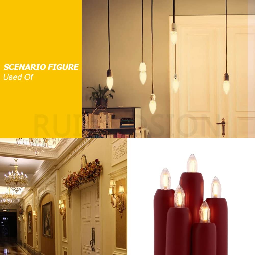E10 Candle Light Bulbs AC 110V Warm White E10 Base Socket LED Bulb for Closet...