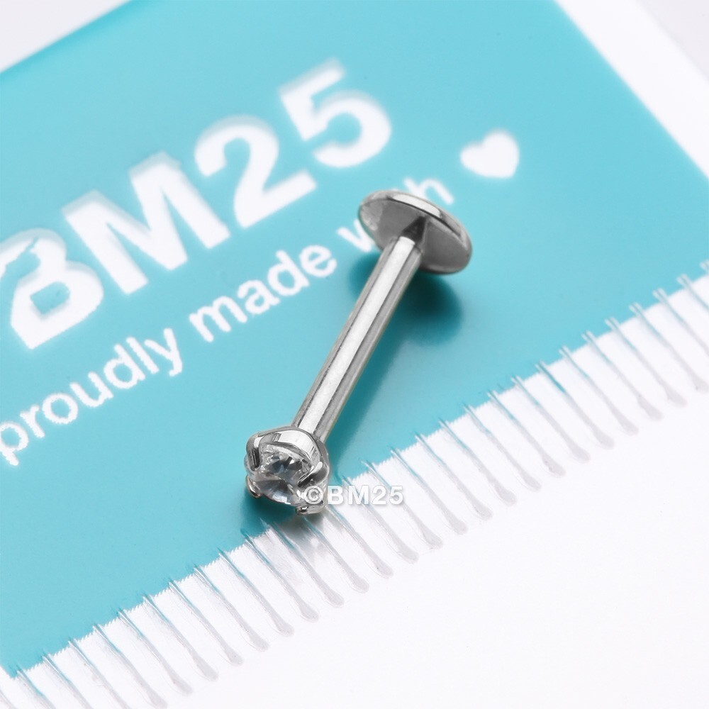Implant Grade Titanium Golden Internally Threaded Gem Sparkle Prong Set Labret