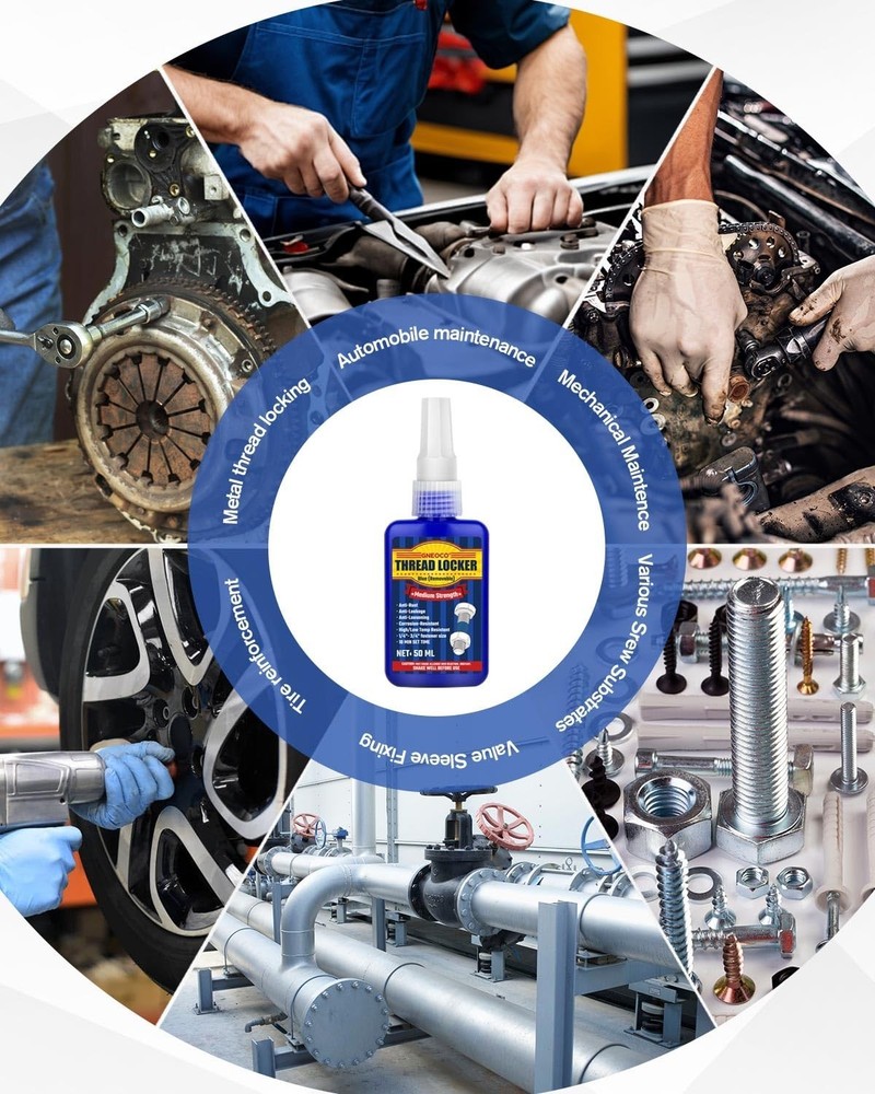 Threadlocker Blue, Thread Lock Medium Strength Lock Tight for Nuts, Bolts, Faste