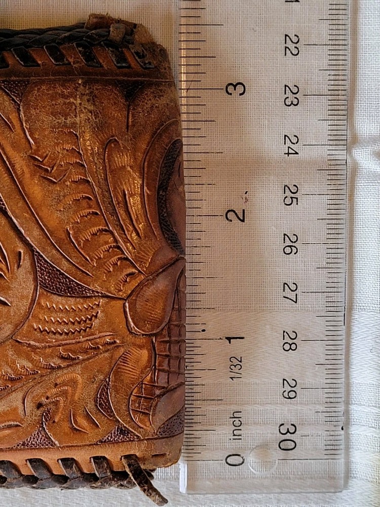 Leather Worker Project Tooled Wallet Leaf & Floral Design Needs Love READ