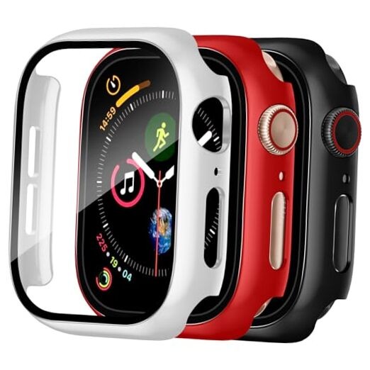 3 Pack Case Compatible with Apple Watch Case For 44mm Only Red/White/Black