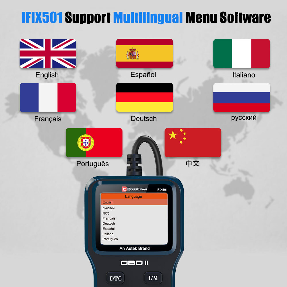 Bosscomm IFIX501 Code Reader OBD2 Scanner Check Engine Fault Diagnostic Tool