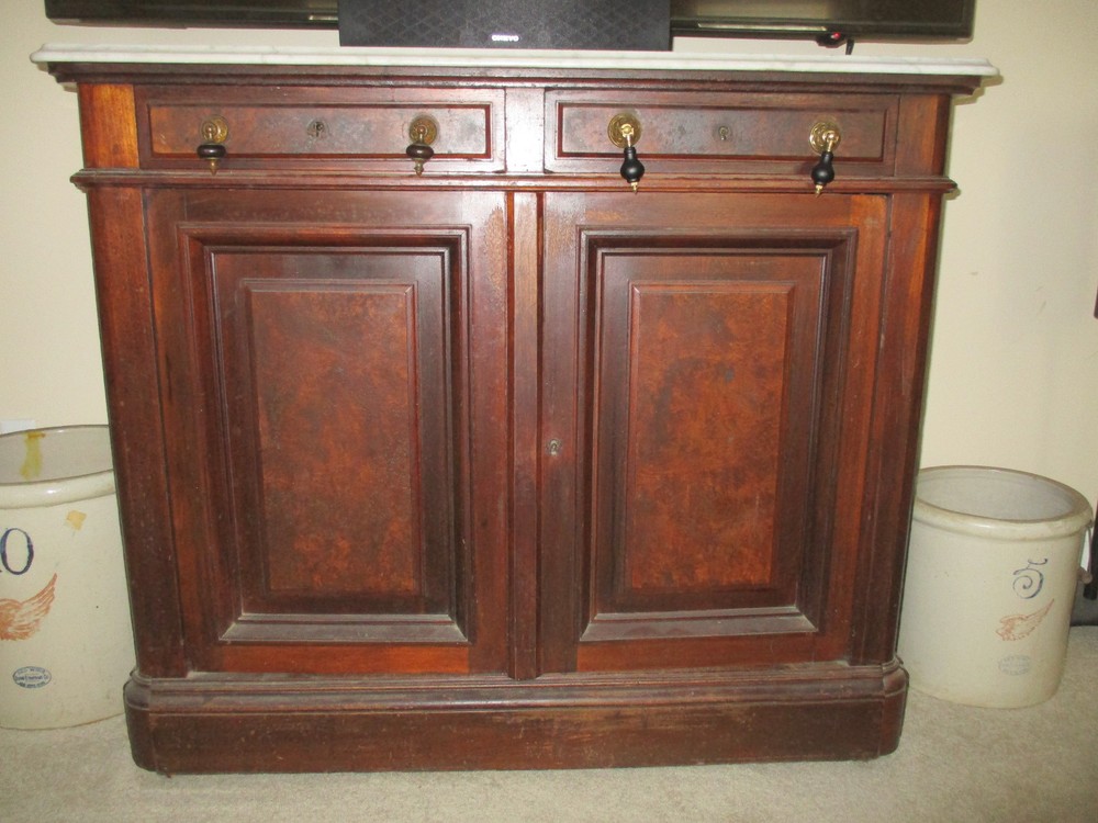 Walnut Victorian Marble Top Sideboard