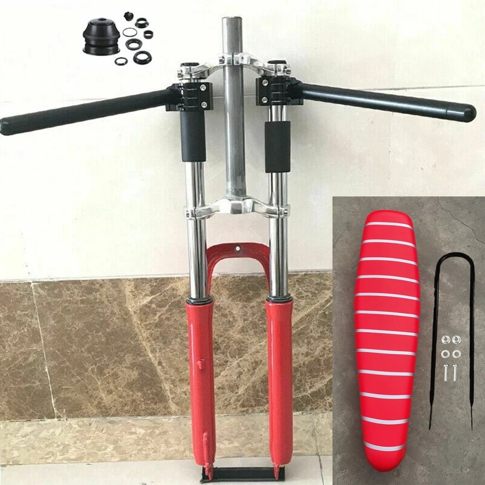 CDHPOWER 26" Bicycle Fork, Triple Tree Suspension Fork & Bike Saddle & Handlebar