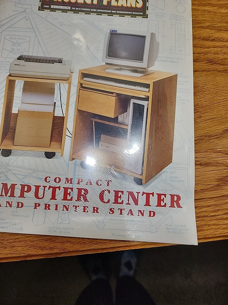 Workbench Project Plans Compact Computer Center And Printer Stand New Sealed