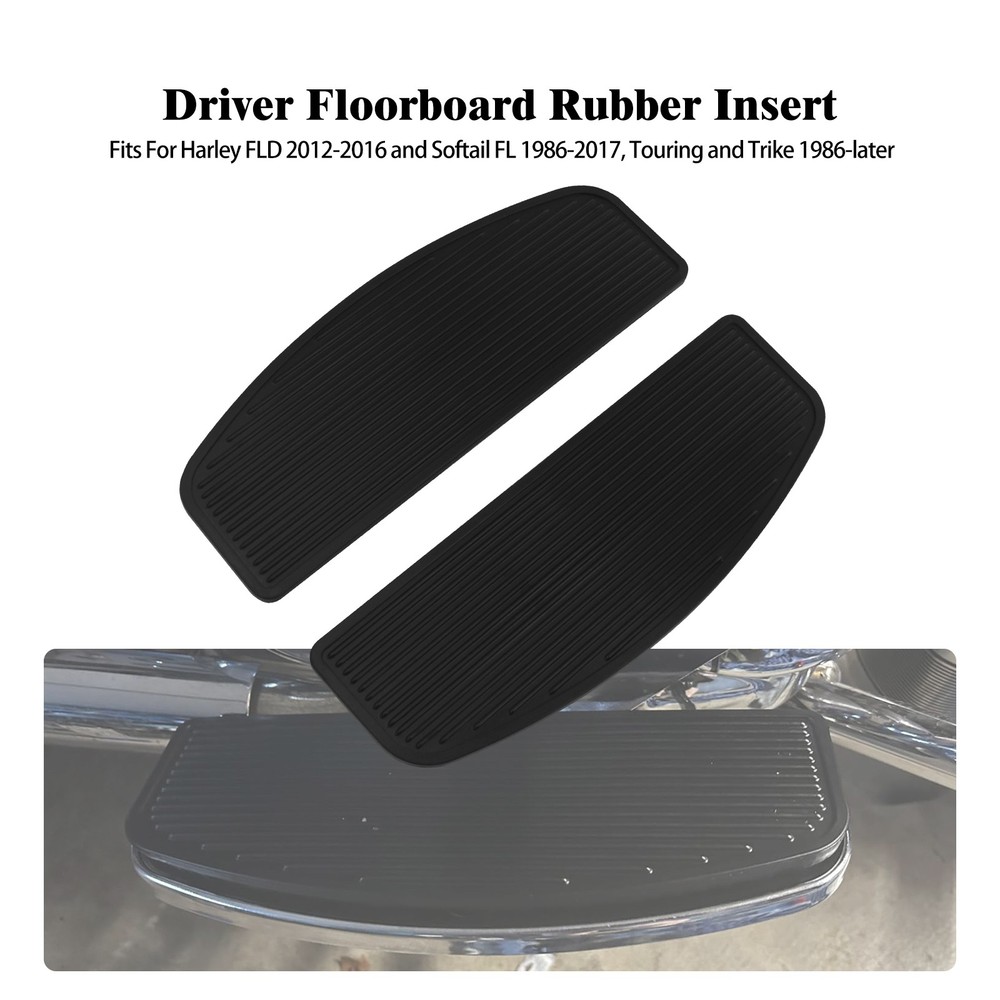 Front Driver Rubber Insert Floorboards Pads For Harley Electra Road Glide Dyna