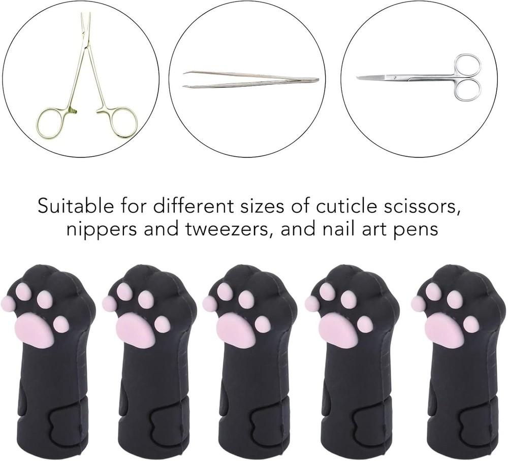 5pcs Cuticle Scissors Cover Protector, Cat Shape Silicone Cuticle Trimmer Protec