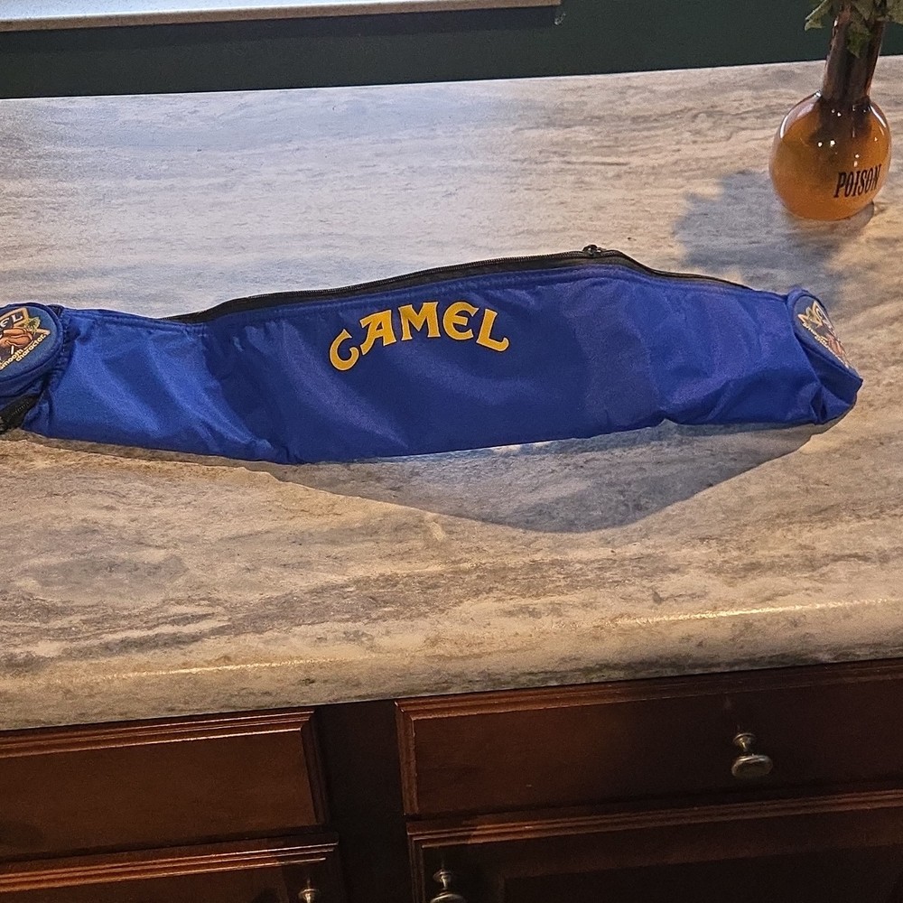 Camel Blue Billiard Cue Case Smooth Character Logo Soft Carry Bag