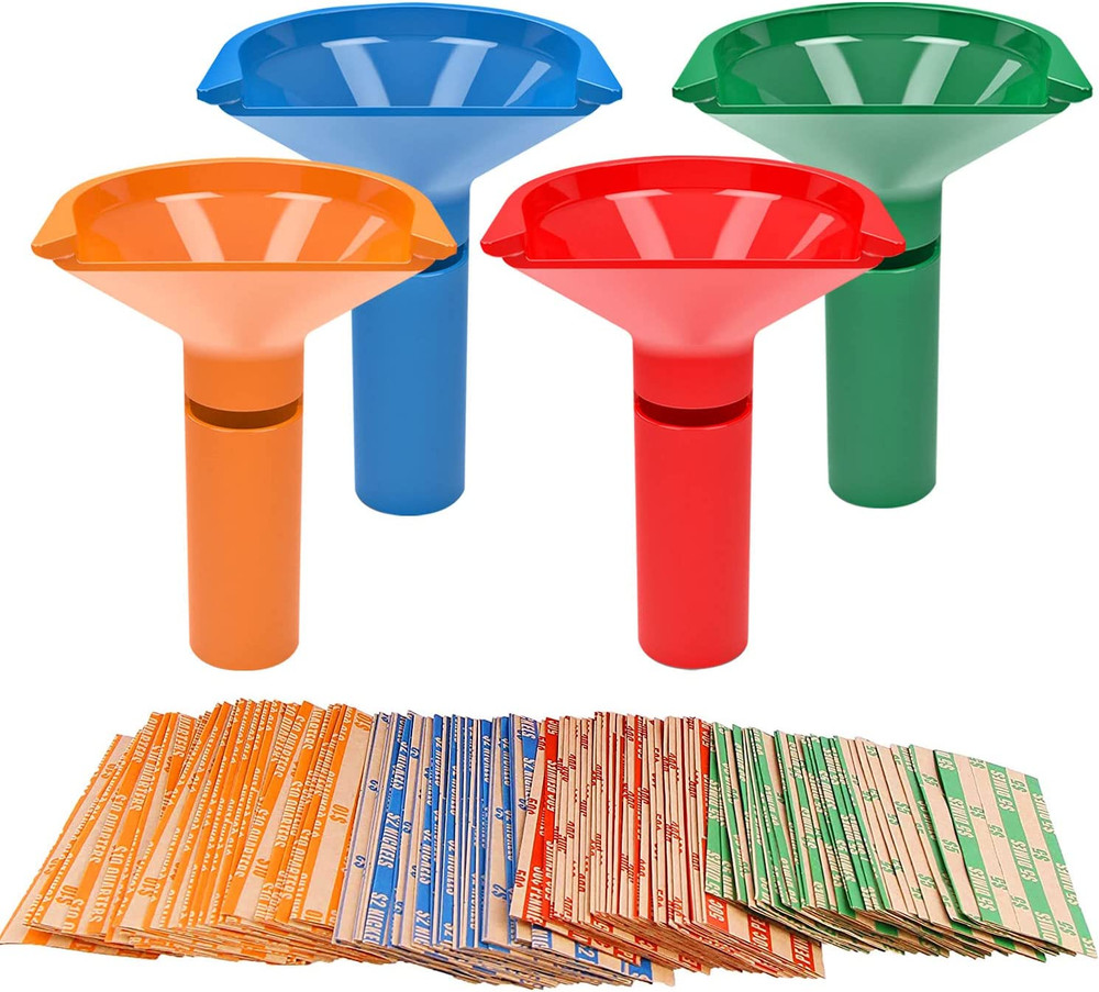 Coin Storage & Sorter Tubes 4 Color – Coded Coin Counters Tubes and Assorted Coi