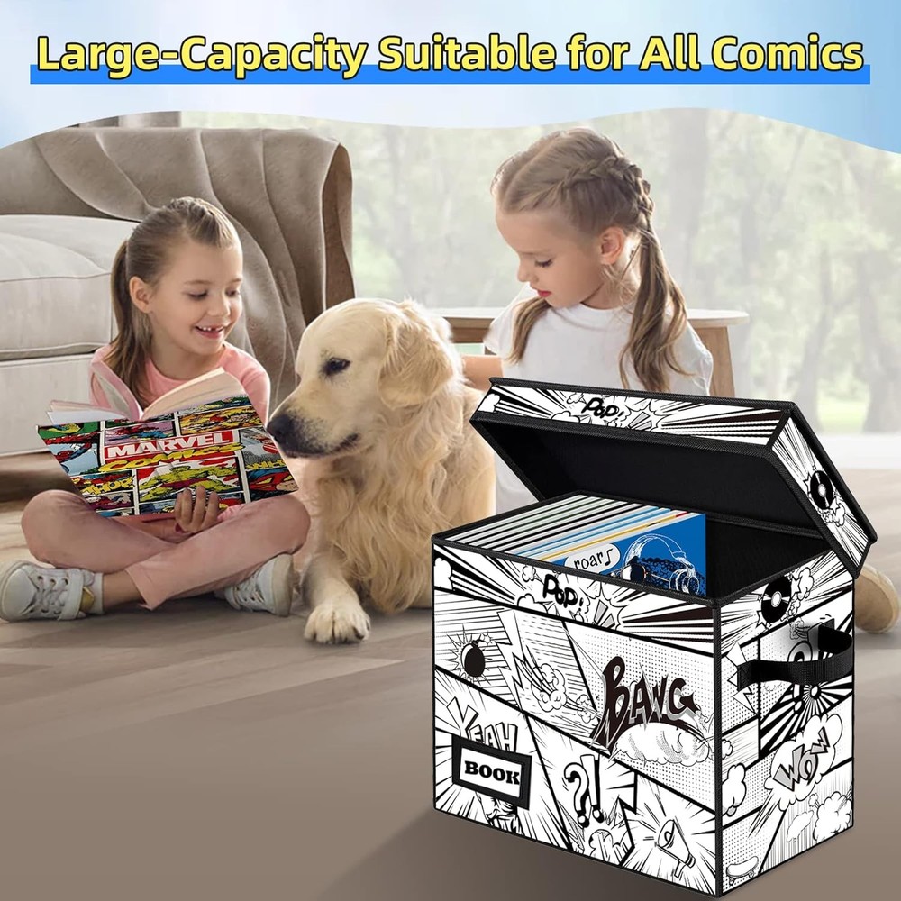Heavy Duty Collapsible Comic Book Storage Box Organizer Holds 160-500 Issues