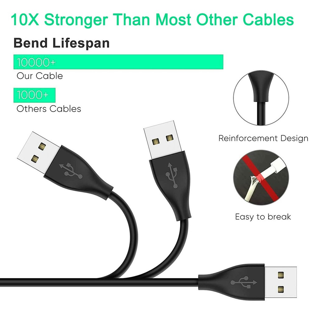 2PCS For Fitbit Charge 5 & Luxe Charger Cable USB Replacement Charging Cord