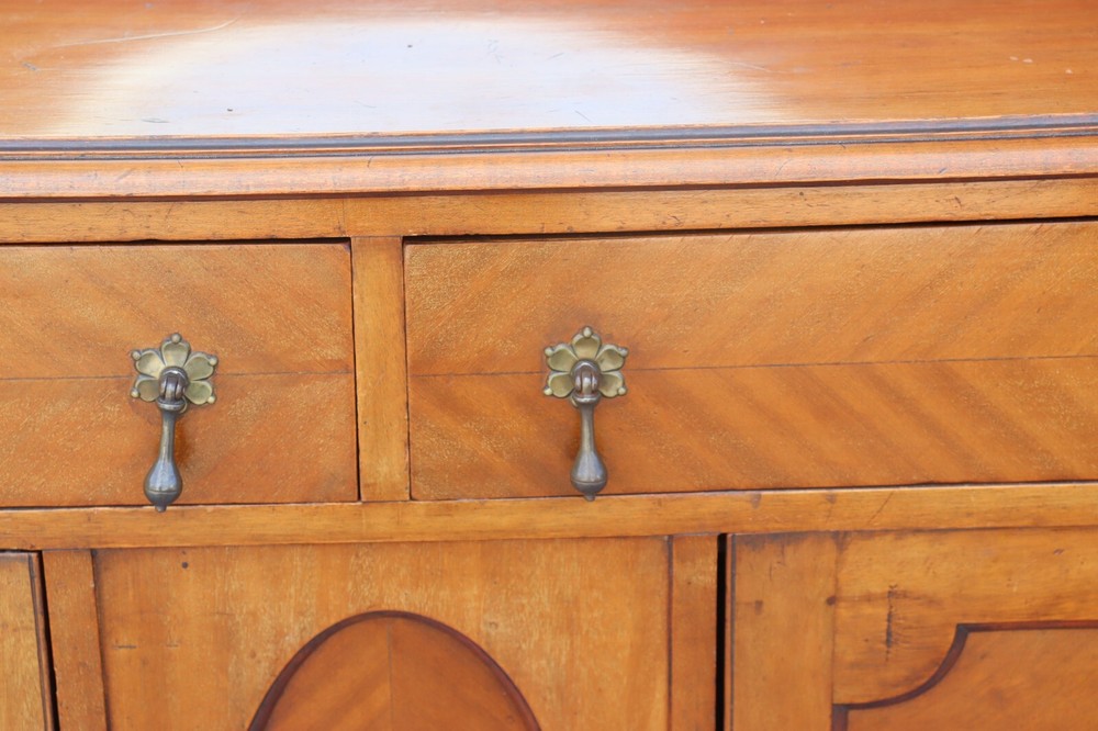 Antique Oak Sideboard Buffet / Server with beveled mirror