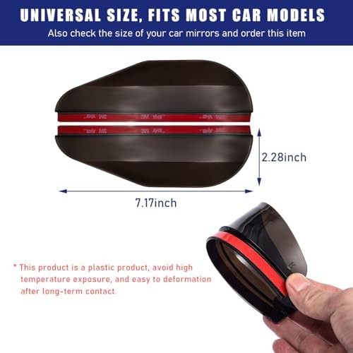 2 PCS Side Mirror Rain Guards, Mirror Rain Visor Eyebrow, Waterproof Black