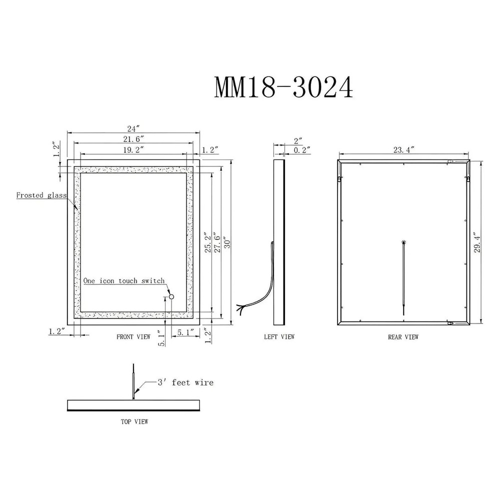 XANTHE LED ILLUMINATED VANITY SQUARE MIRROR - 30 x 24