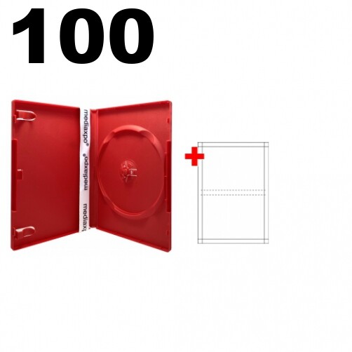 100 STANDARD Solid Red Color Single DVD Cases & 100 Matte Inserts