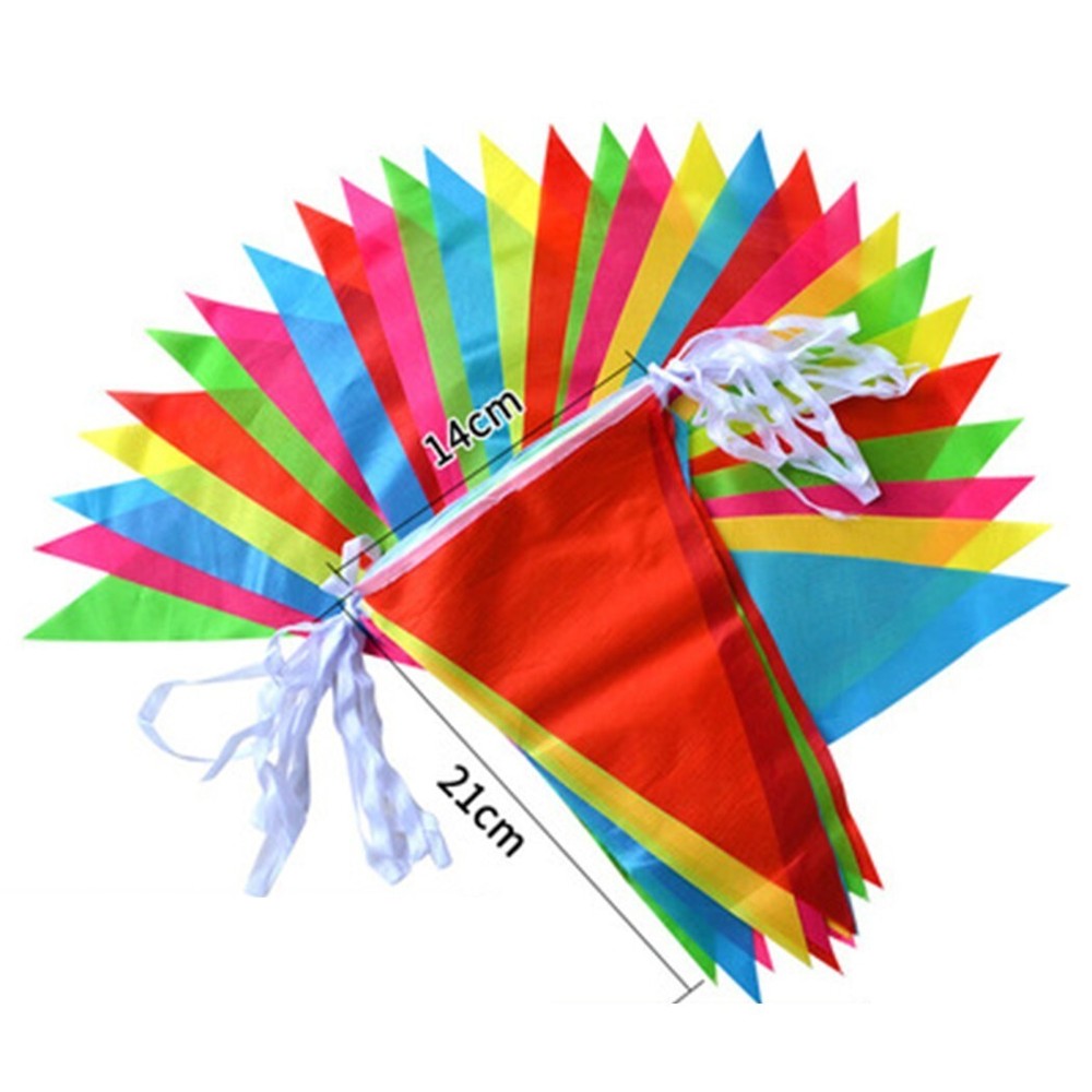 100M Multicolour Bunting Triangle Flags Party Rainbow Outdoor Decor UK