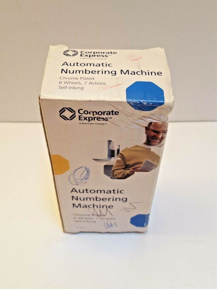 Corporate Express Automatic Numbering Machine CEB20013 Chrome 6 Wheels 7 Actions