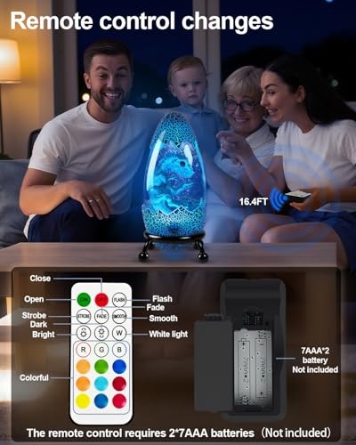 LED Dinosaur Egg Night Light with Remote Control 13 Color Dinosaur Lamp