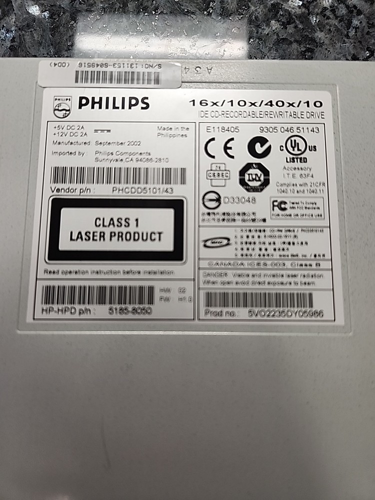 Philips E118405 CD Recordable Rewritable Drive