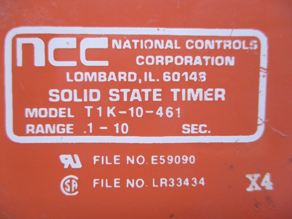 NATIONAL CONTROLS T1K-10-461 TIMER RELAY NSNP