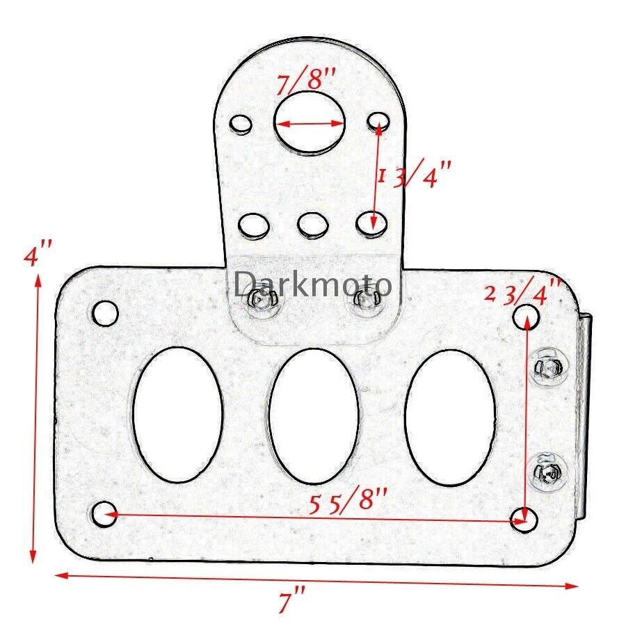 Black Flat Side Mount License Plate & Tail Light Bracket Set For Harley Bobber