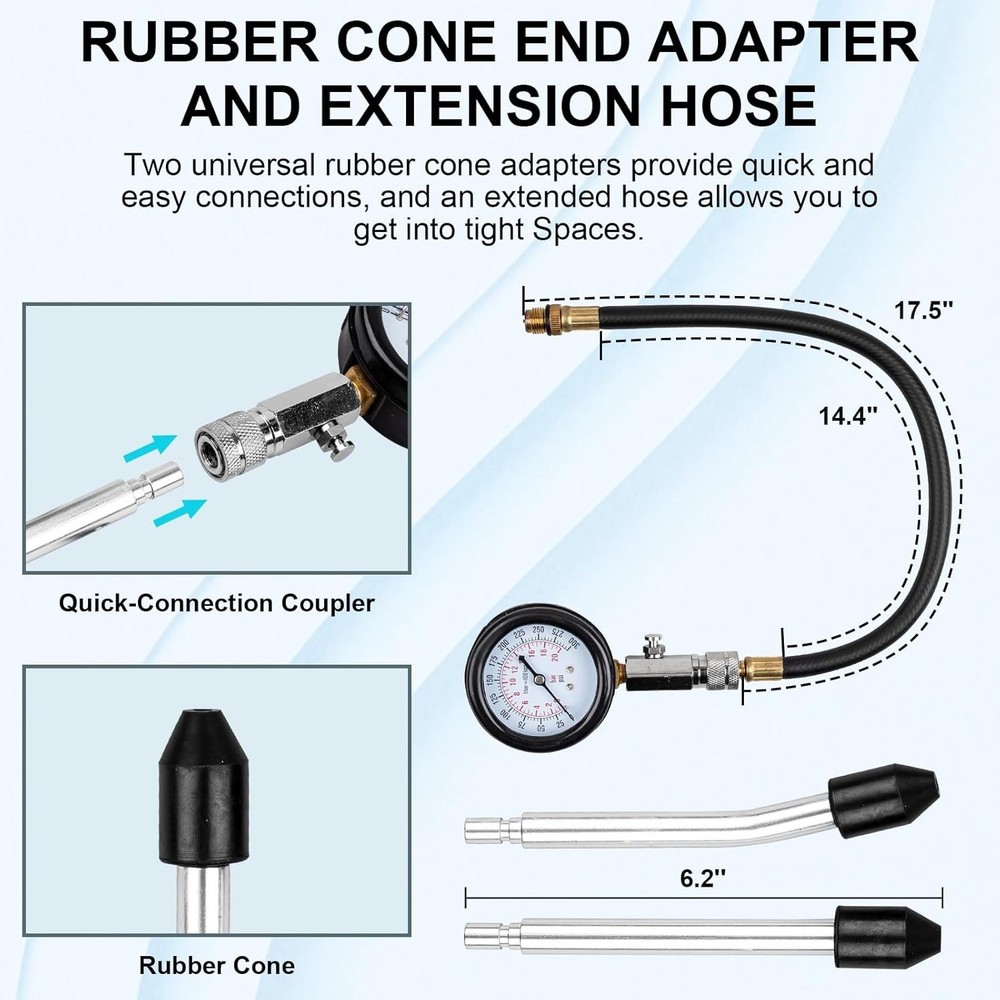8pcs Petrol Engine Cylinder Compression Tester Kit, Small Engine Compression ...