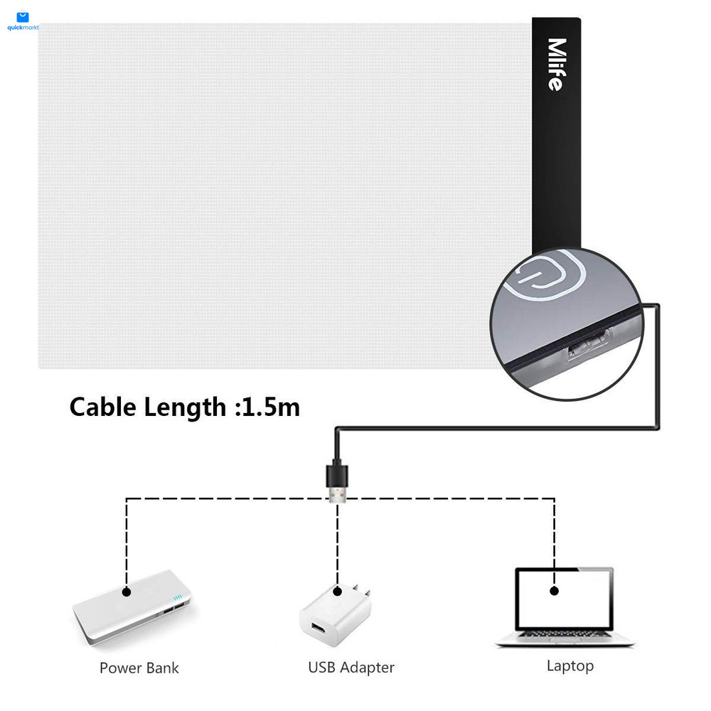 Mlife A4 LED Light Pad - Diamond Art Box Tracing Board A4, White