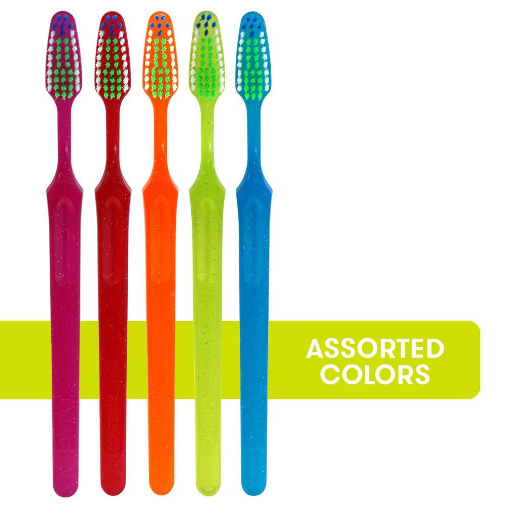 Soft Bristle Toothbrush Value Pack Angled Neck Plaque Removal Assorted 6 Count
