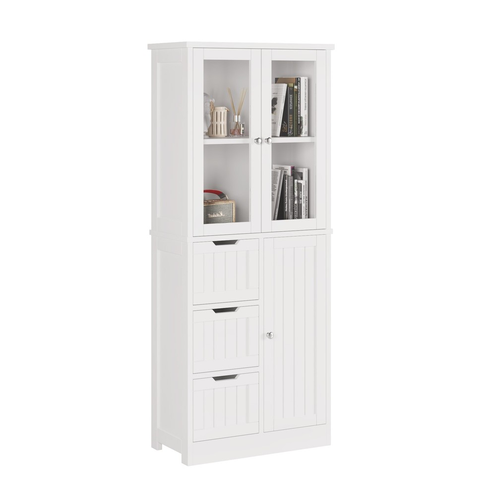FCH 58" Tall Bathroom Large Display Cabinet with Doors Kitchen Cupboard Storage