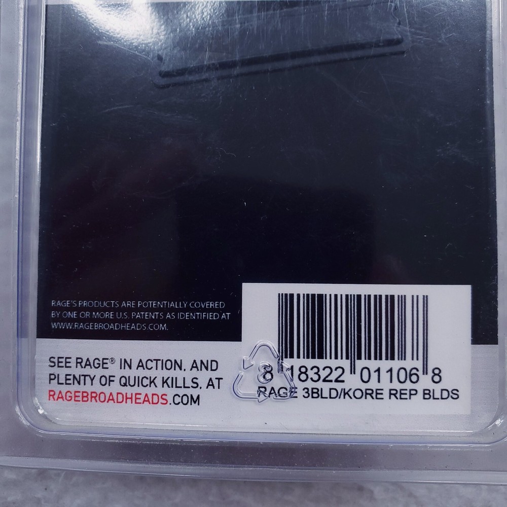 Rage 3-Blade Expandable Broadhead Kore Replacement Blade Kit 100gr Shock Collars