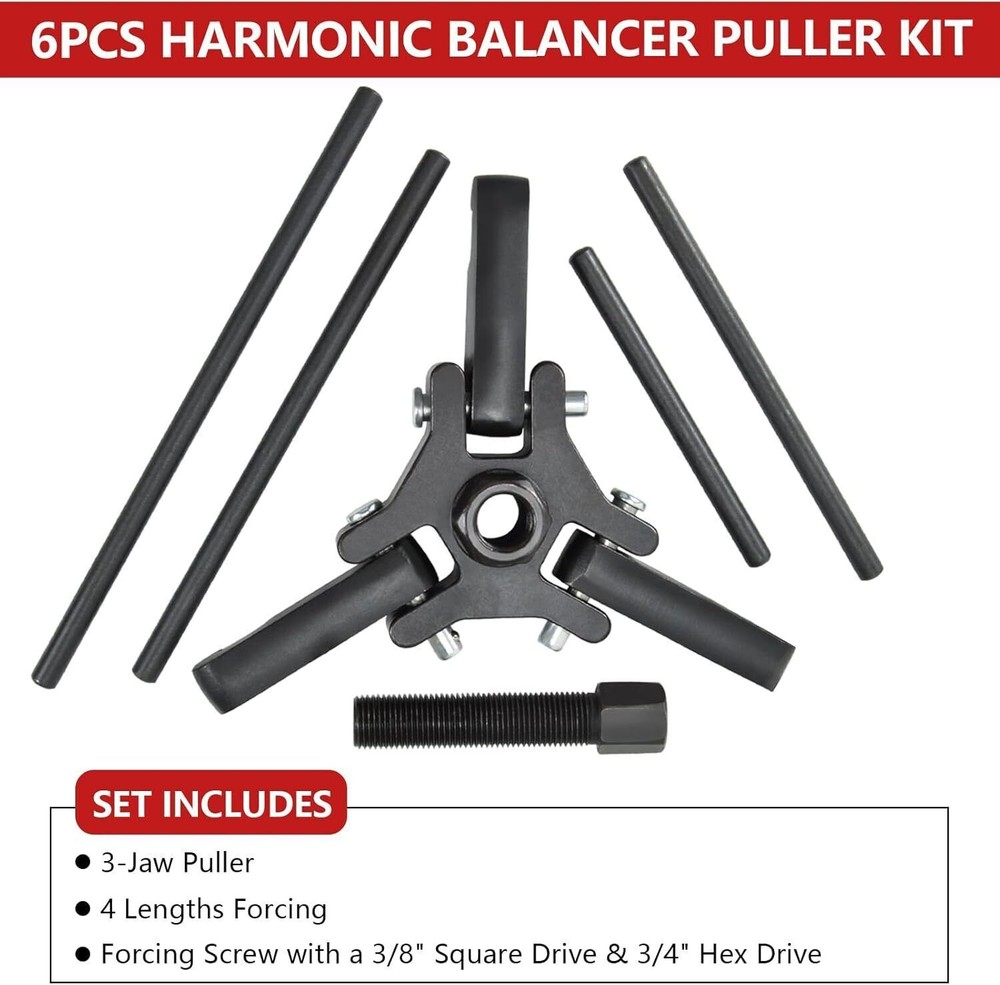 Harmonic Balancer Puller Crank Pulley Removal Kit Engine Motor Rod Auto LS GM
