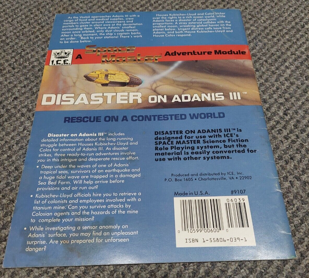 Space Master - Disaster on Adanis III Adventure Module - ICE #9020