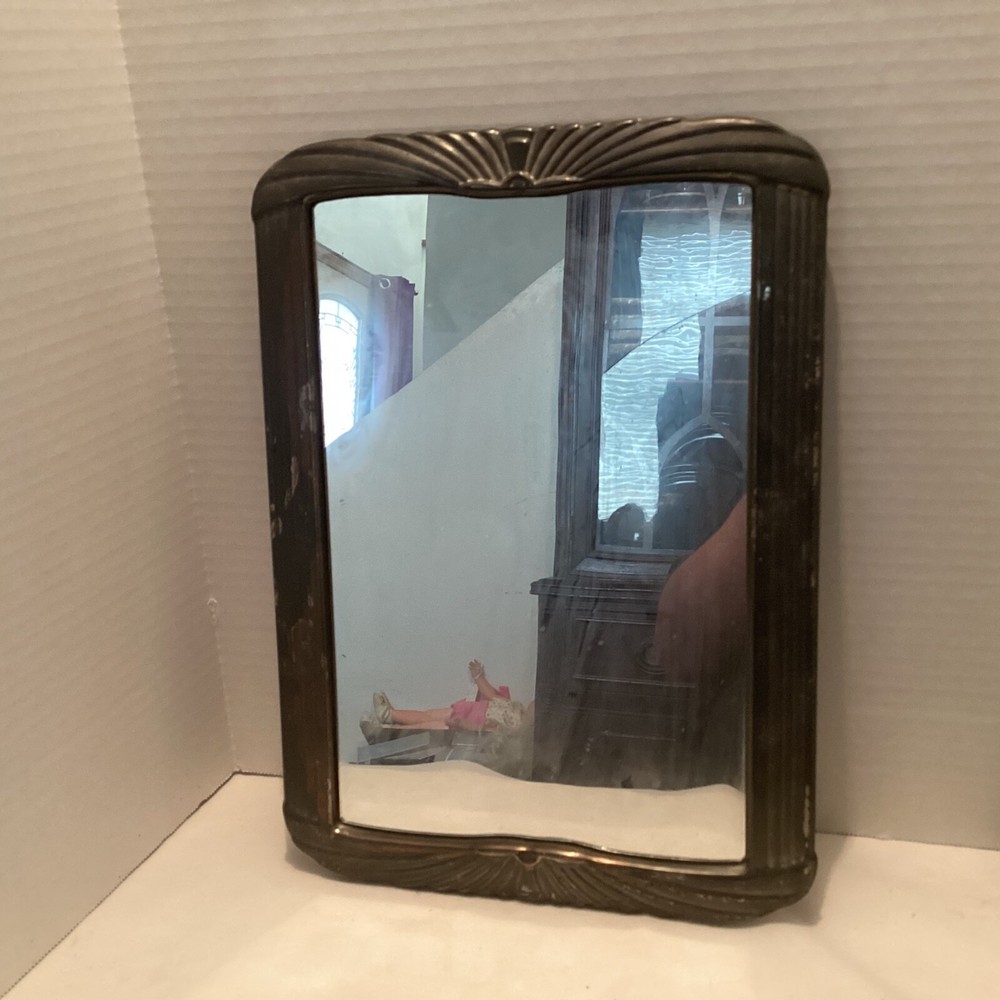 Vintage Silver Plated Table Top Square Footed Mirror