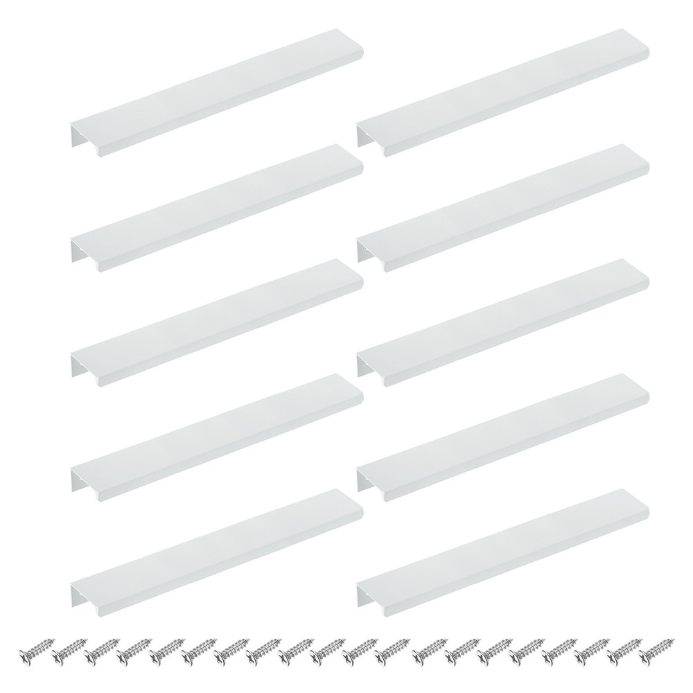 Cabinet Edge Finger Pull, 10pcs 200mm / 7.87" Hidden Cabinet Pulls, White