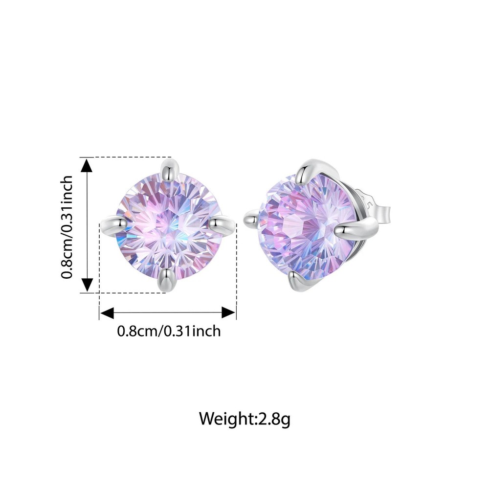 Amethyst Firework Cut Gem 925 Sterling Silver Sparkling Stud Earrings