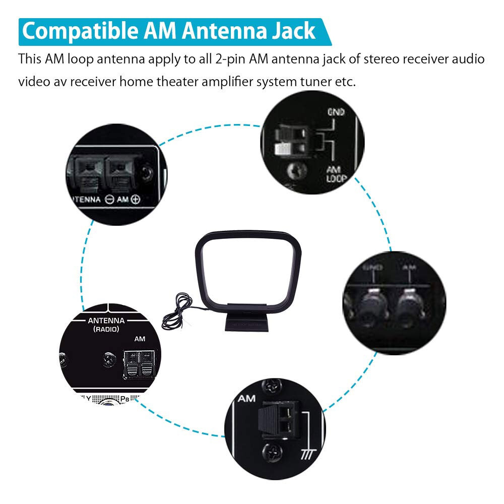 AM Loop Antenna with 2Pin Bare Wire for Video Home Theater Receiver Power System