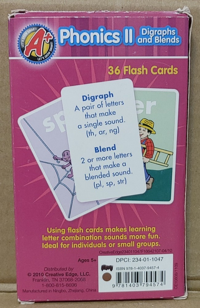 Phonics II Diagraphs & Blends Flash Cards