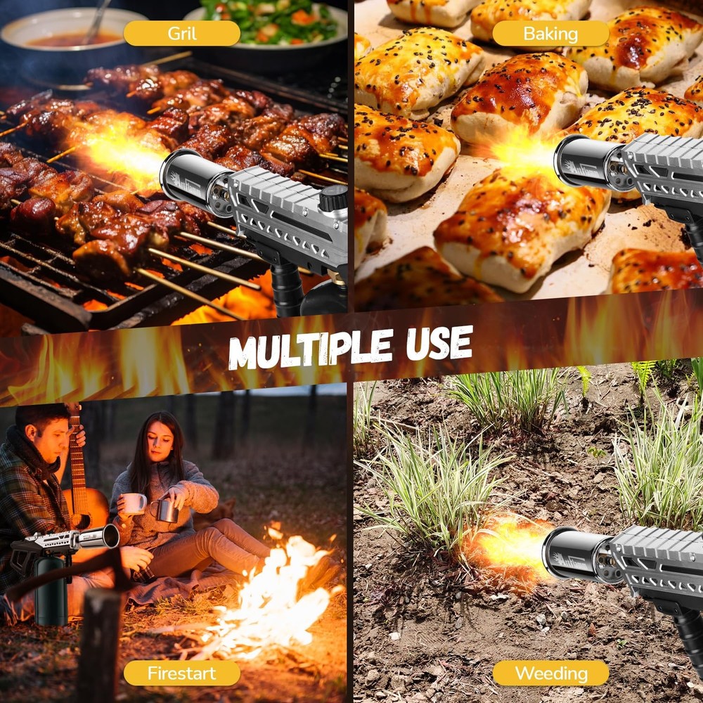 ARTFLAMM Powerful Grill Torch Gun | Propane Gun, Black Silver