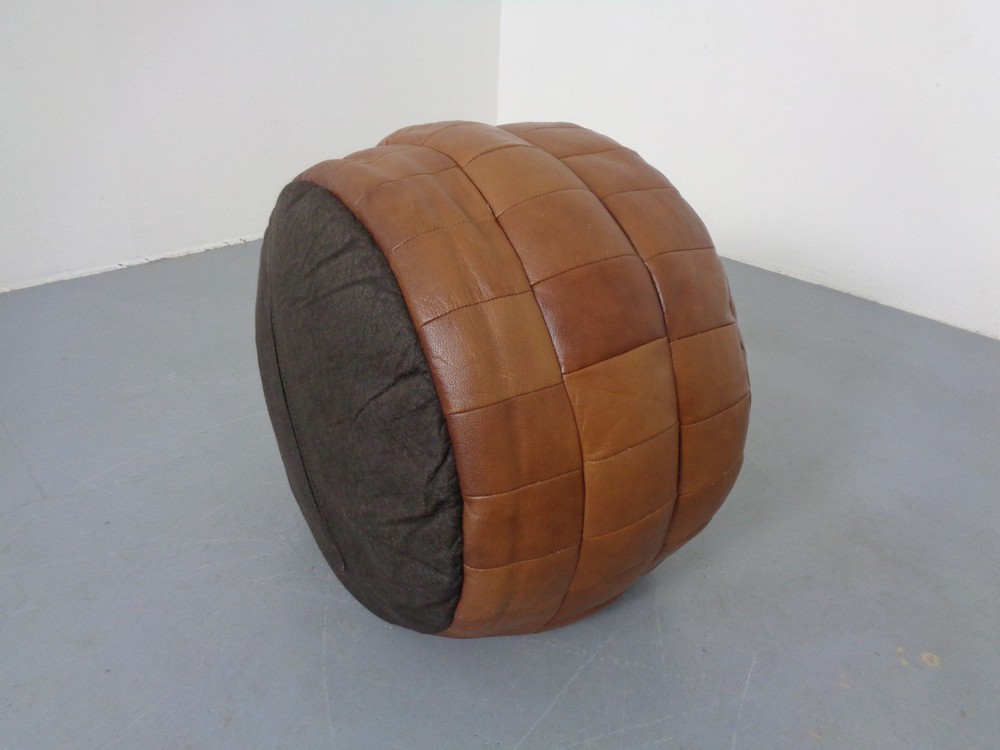 Vintage Patchwork Leather Footstool 60S