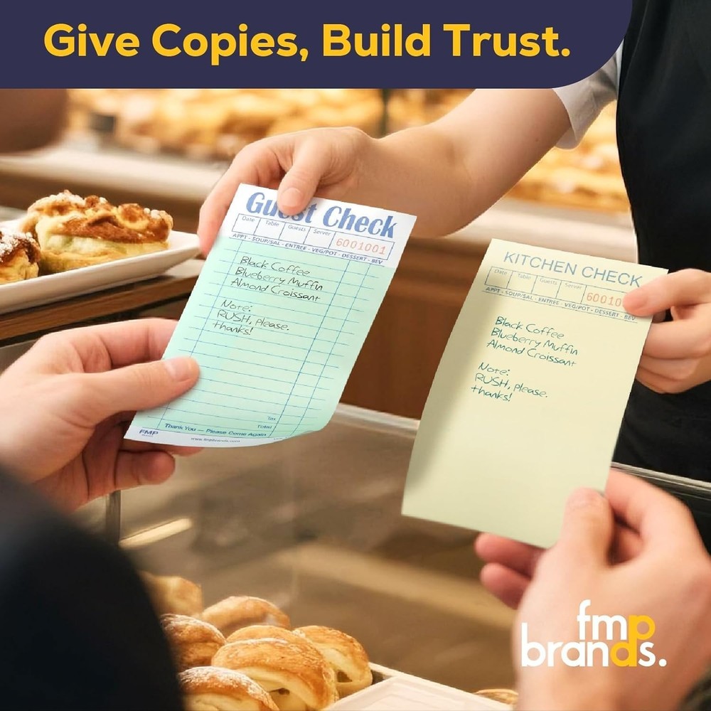 Server Order Pad - 2 Part Carbonless, 1000 Sheets