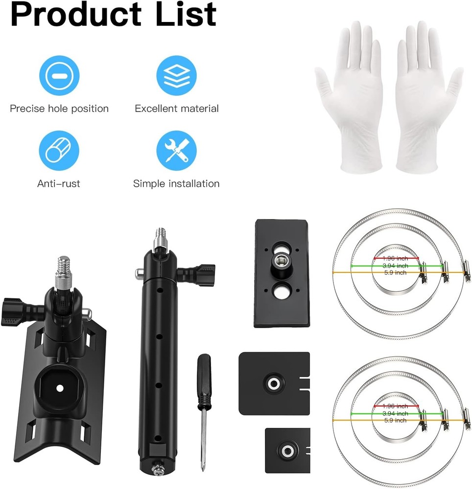 2-in-1 Pole Mounting Bracket for Ring Stick Up Cam, Solar Panel and Black