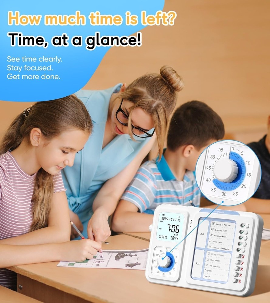 Silent Visual Timer & Chore Chart for Special Needs - Boost Focus & Productivity
