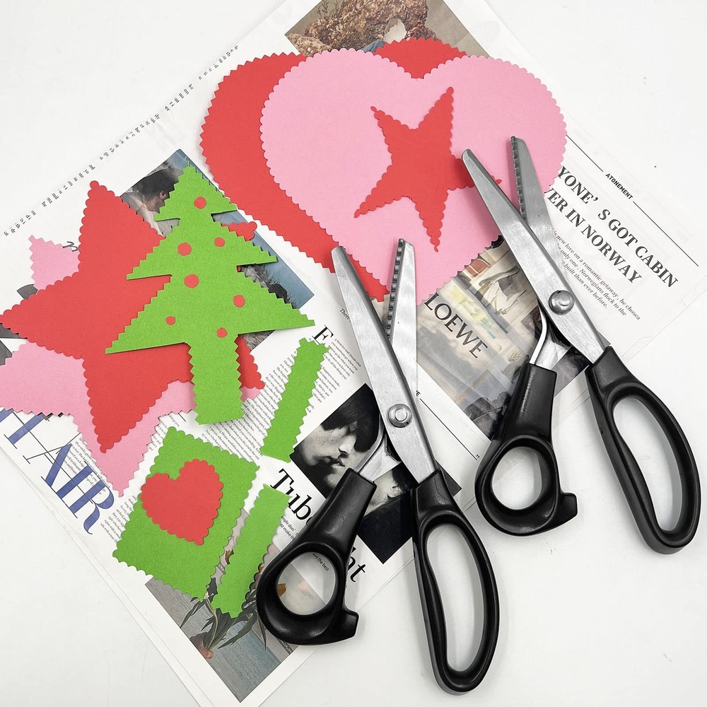 Pinking Shears Zig Zag Scissors For Fabric Leather Triangular Rounded 2 Models