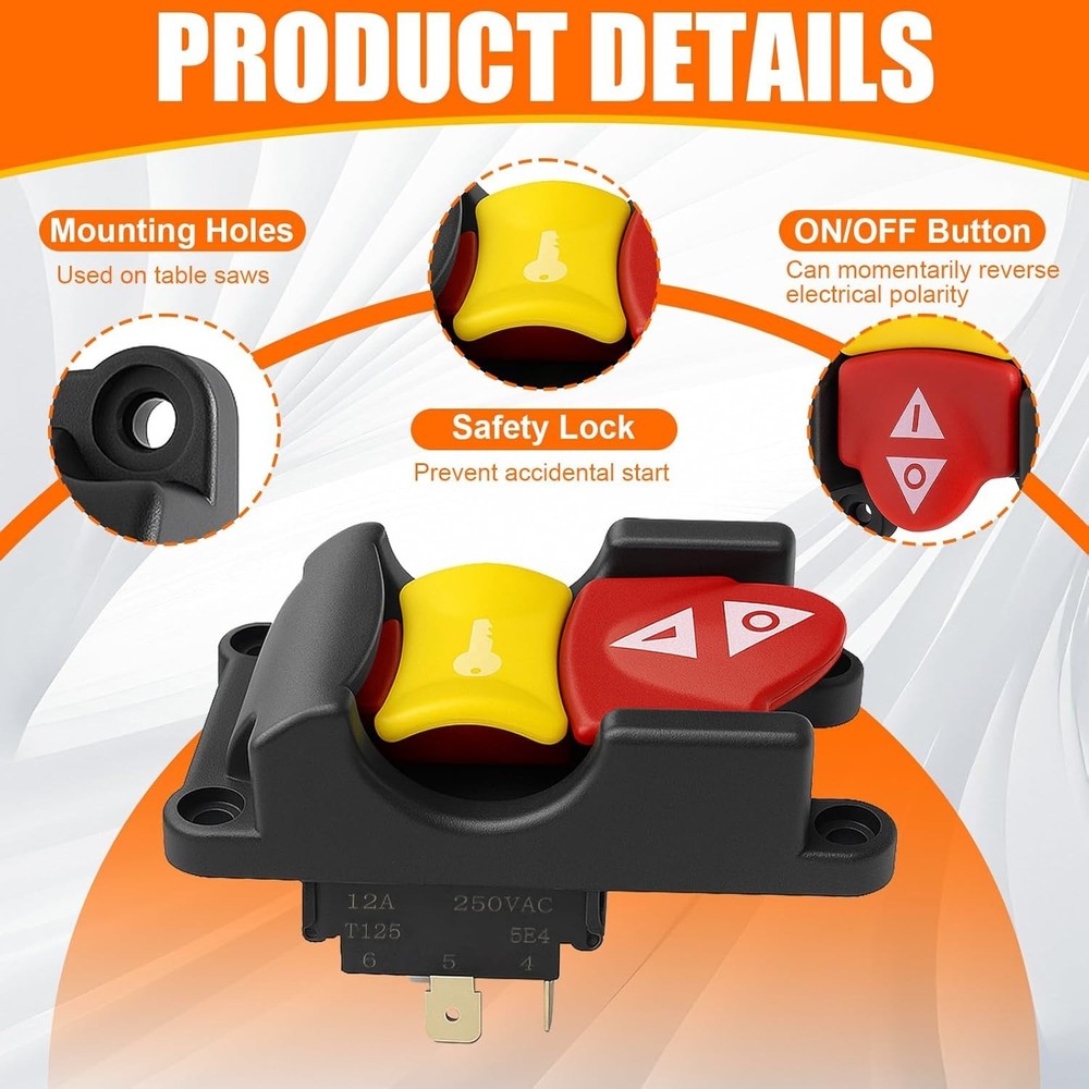Table Saw Switch Replacement Compatible with Ryobi and Craftsman, Paddle On/O...
