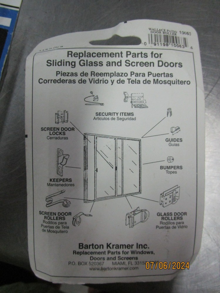2 Barton Kramer 10063 Wallace Patio Door Roller NOS